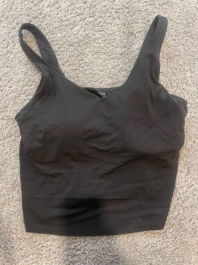aerie Black Scoop Neck Cropped Tank